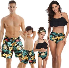 img 3 attached to 👨 PURFEEL Couples Matching Swimsuit-Family Swimwear Set | Dad and Me Matching Swim Shorts