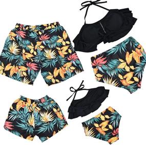 img 1 attached to 👨 PURFEEL Couples Matching Swimsuit-Family Swimwear Set | Dad and Me Matching Swim Shorts