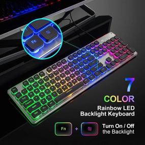img 3 attached to 🎮 LANGTU Membrane Gaming Keyboard: Colorful LED Backlit Quiet Keyboard with Anti-ghosting - L1 Black/Silver