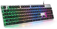 🎮 клавиатура для геймеров langtu с мембранной панелью: клавишная подсветка с яркими светодиодами и тихими клавишами с функцией анти-гостинга - l1 черный/серебристый логотип
