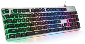 img 4 attached to 🎮 LANGTU Membrane Gaming Keyboard: Colorful LED Backlit Quiet Keyboard with Anti-ghosting - L1 Black/Silver