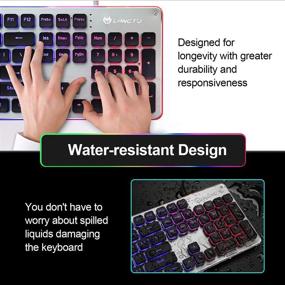 img 1 attached to 🎮 LANGTU Membrane Gaming Keyboard: Colorful LED Backlit Quiet Keyboard with Anti-ghosting - L1 Black/Silver