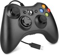 🎮 yccteam wired controller for xbox 360, usb wired game controller gamepad joystick for xbox 360/360 slim/pc windows 7,8,10 with dual vibration and trigger buttons - black logo