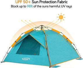 img 1 attached to 🏖️ ZOMAKE Instant Beach Tent 3 - 4 Person, Pop Up Sun Shelter Easy Setup Portable Sun Shade Tent with SPF 50+ UV Protection for Kids & Families