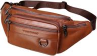 vooo4cc leather fanny pack: men's genuine leather waist bag for sport, travel, and hiking logo