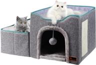 mayward cat cube: foldable cat house with detachable storage box - multifunctional cat bed cave, ball hanging, and scratch pad for all seasons logo