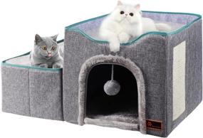 img 4 attached to MAYWARD Cat Cube: Foldable Cat House with Detachable Storage Box - Multifunctional Cat Bed Cave, Ball Hanging, and Scratch Pad for All Seasons