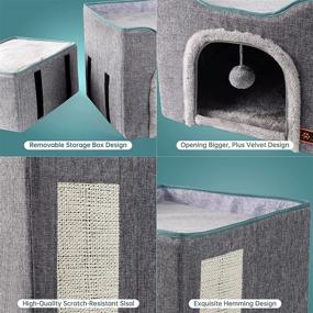 img 1 attached to MAYWARD Cat Cube: Foldable Cat House with Detachable Storage Box - Multifunctional Cat Bed Cave, Ball Hanging, and Scratch Pad for All Seasons