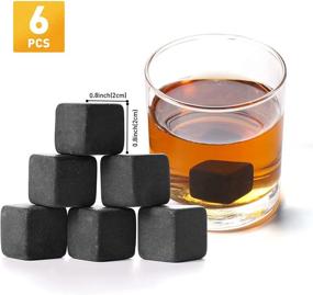 img 2 attached to 🥃 Delihom Whiskey Stones Set: 6 Granite Rocks in a Wooden Tray – Reusable Ice Chilling Drink Stones – Ideal Whiskey Gifts for Men, Dad, Husband, Boyfriend