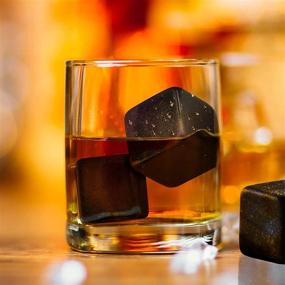 img 3 attached to 🥃 Delihom Whiskey Stones Set: 6 Granite Rocks in a Wooden Tray – Reusable Ice Chilling Drink Stones – Ideal Whiskey Gifts for Men, Dad, Husband, Boyfriend