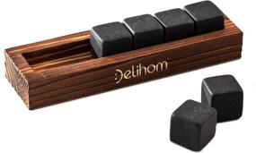 img 4 attached to 🥃 Delihom Whiskey Stones Set: 6 Granite Rocks in a Wooden Tray – Reusable Ice Chilling Drink Stones – Ideal Whiskey Gifts for Men, Dad, Husband, Boyfriend