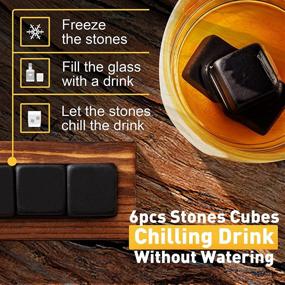 img 1 attached to 🥃 Delihom Whiskey Stones Set: 6 Granite Rocks in a Wooden Tray – Reusable Ice Chilling Drink Stones – Ideal Whiskey Gifts for Men, Dad, Husband, Boyfriend