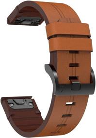 img 3 attached to 👢 Junboer Premium Cowhide Leather Replacement Band for Fenix 6/Fenix 5/Fenix 5Plus/Forerunner 935/945 - Brown"