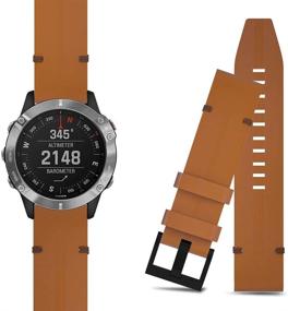 img 4 attached to 👢 Junboer Premium Cowhide Leather Replacement Band for Fenix 6/Fenix 5/Fenix 5Plus/Forerunner 935/945 - Brown"