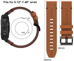 img 2 attached to 👢 Junboer Premium Cowhide Leather Replacement Band for Fenix 6/Fenix 5/Fenix 5Plus/Forerunner 935/945 - Brown"