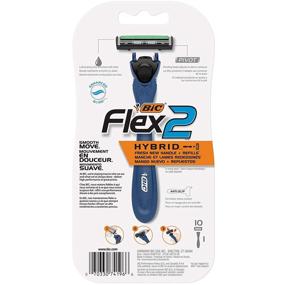 img 2 attached to 🪒 BIC Flex 2 Hybrid Men's Twin Blade Razor Set with One Handle and 10 Cartridges: Ultimate Shaving Performance