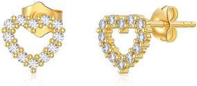 img 4 attached to SISGEM 14K Real Gold Heart Stud Earrings for Women - 5A Cubic Zirconia 💎 Love Heart Studs - Fine Jewelry for Mom, Girls, Wife - Best Birthday Gift - 7.5mm