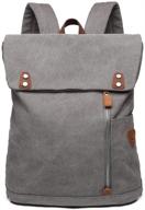 wxnow men vintage canvas laptop backpack: school, military, travel, hiking, camping rucksack in grey logo