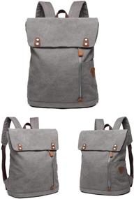 img 2 attached to Wxnow Men Vintage Canvas Laptop Backpack: School, Military, Travel, Hiking, Camping Rucksack in Grey