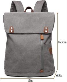 img 3 attached to Wxnow Men Vintage Canvas Laptop Backpack: School, Military, Travel, Hiking, Camping Rucksack in Grey