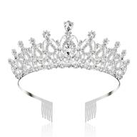 👑 style-5 makone crystal crown and tiara with comb - birthday, christmas, halloween, party, valentine's day, wedding gift for girls or women logo