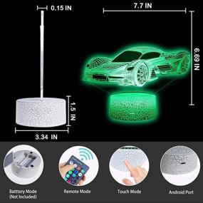 img 2 attached to DEAL BEST Race Sports Car Roadster 3D Illusion LED Table Lamp Decor Night Light With 16 Colors Touch Button&Amp