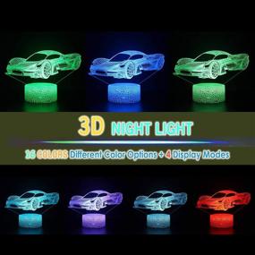 img 3 attached to DEAL BEST Race Sports Car Roadster 3D Illusion Светодиодная настольная лампа Декор Ночной свет с 16-цветной сенсорной кнопкой и усилителем