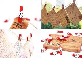 img 2 attached to 50PCS Christmas Wooden Clothespins with Mini Snowflake Photo Clips: Decorative Mini 🎄 Wooden Pegs for Hanging Christmas Cards & Crafts, Includes 10 Meters Jute Twine