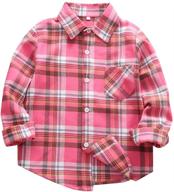 👕 boys' flannel button-down western shirts christmas outfit. toddler buffalo plaid long sleeve shirts for boys logo