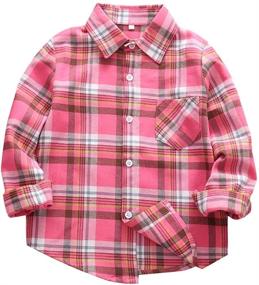 img 4 attached to 👕 Boys' Flannel Button-Down Western Shirts Christmas Outfit. Toddler Buffalo Plaid Long Sleeve Shirts for Boys