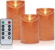 🕯️ set of 4-5-6" flameless candles with moving flame led, real wax battery operated candles - realistic orange candles with 10key remote timer for wedding christmas home party in copper логотип