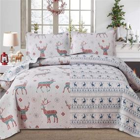 img 3 attached to Reversible Reindeer Christmas Bedspread Lightweight