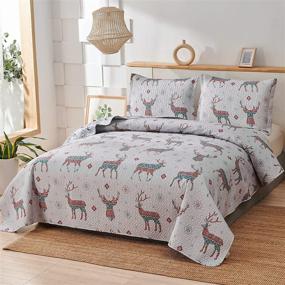 img 2 attached to Reversible Reindeer Christmas Bedspread Lightweight