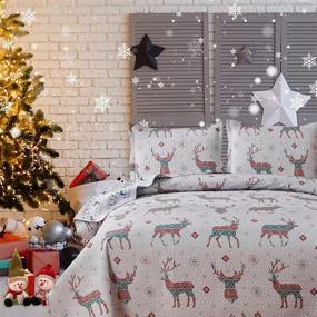 img 4 attached to Reversible Reindeer Christmas Bedspread Lightweight