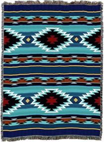 img 1 attached to 🏕️ Balpinar - Authentic Southwest Native American Inspired Tribal Camp Blanket - 100% Cotton Woven Throw (72x54) - Made in The USA
