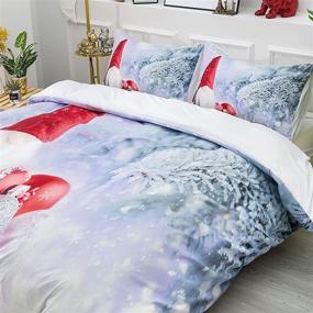 img 3 attached to 🎅 Christmas Gnome Duvet Cover Set Queen Size - TiuZelf, Includes 2 Pillowcases, Santa Claus Design, 3-Piece Bedding Set, Soft Microfiber, Suitable for Boys and Girls, Comforter and Sheets Not Included