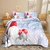 🎅 christmas gnome duvet cover set queen size - tiuzelf, includes 2 pillowcases, santa claus design, 3-piece bedding set, soft microfiber, suitable for boys and girls, comforter and sheets not included logo