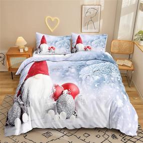 img 4 attached to 🎅 Christmas Gnome Duvet Cover Set Queen Size - TiuZelf, Includes 2 Pillowcases, Santa Claus Design, 3-Piece Bedding Set, Soft Microfiber, Suitable for Boys and Girls, Comforter and Sheets Not Included