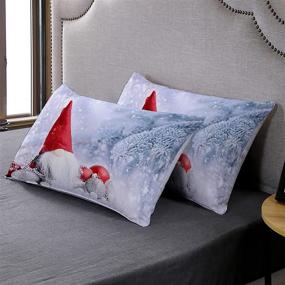 img 2 attached to 🎅 Christmas Gnome Duvet Cover Set Queen Size - TiuZelf, Includes 2 Pillowcases, Santa Claus Design, 3-Piece Bedding Set, Soft Microfiber, Suitable for Boys and Girls, Comforter and Sheets Not Included