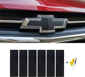 img 4 attached to 🚗 Lanzmyan Chevy Carbon Fiber Emblem Overlay Stickers - Bowtie Logo Wrap DIY Decals (6PCS, Black)