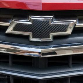 img 2 attached to 🚗 Lanzmyan Chevy Carbon Fiber Emblem Overlay Stickers - Bowtie Logo Wrap DIY Decals (6PCS, Black)