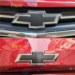 img 1 attached to 🚗 Lanzmyan Chevy Carbon Fiber Emblem Overlay Stickers - Bowtie Logo Wrap DIY Decals (6PCS, Black)