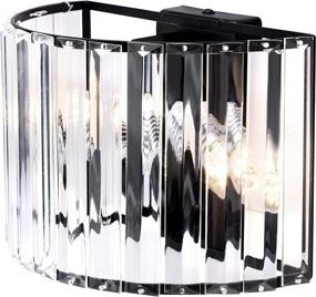 img 4 attached to 💎 Elegant Clear Crystal Wall Sconces - Modern Black Wall Light Fixtures with 2 x E12 Base for Mirror, Bedside Night Lamp, Bedroom, Bathroom, Living Room, Hallway