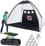 🏌️ golf practice net set with chipping target pockets, 10x7ft hitting nets for golf training aids, includes 10 golf balls, 4 golf tees, and 3-in-1 golf hitting mat - ideal for indoor and outdoor golf training logo