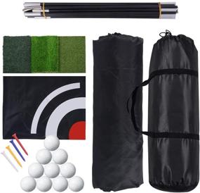 img 3 attached to 🏌️ Golf Practice Net Set with Chipping Target Pockets, 10x7ft Hitting Nets for Golf Training Aids, Includes 10 Golf Balls, 4 Golf Tees, and 3-in-1 Golf Hitting Mat - Ideal for Indoor and Outdoor Golf Training