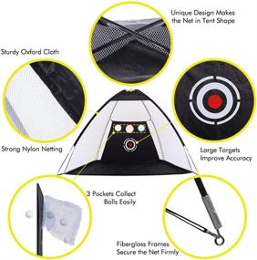 img 2 attached to 🏌️ Golf Practice Net Set with Chipping Target Pockets, 10x7ft Hitting Nets for Golf Training Aids, Includes 10 Golf Balls, 4 Golf Tees, and 3-in-1 Golf Hitting Mat - Ideal for Indoor and Outdoor Golf Training