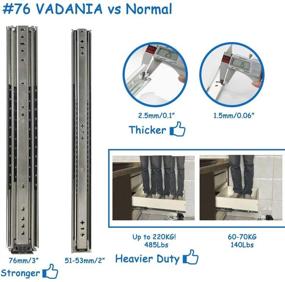 img 1 attached to 🗄️ VADANIA 32 Inch Industrial Heavy Duty Drawer Slides, VA2576, Full Extension, Ball Bearing, 3-Fold, 3" Widening, Side Mount, 1-Pair