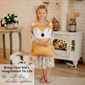 img 3 attached to Cute Woodland Fox 3D Pillow Buddy for Kids - 24.4 inch Huggable Cotton Throw Pillow for Boys and Girls, Nursery Decorative Pillows