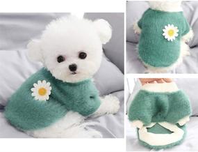 img 1 attached to 🌼 Daisy Style Plush Round Neck Flowers Sweater - LOYY Dog Sweaters for Small Dogs. Autumn Winter Warm Puppy Girl Fleece Sweater for Small to Medium Dogs