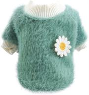 🌼 daisy style plush round neck flowers sweater - loyy dog sweaters for small dogs. autumn winter warm puppy girl fleece sweater for small to medium dogs логотип